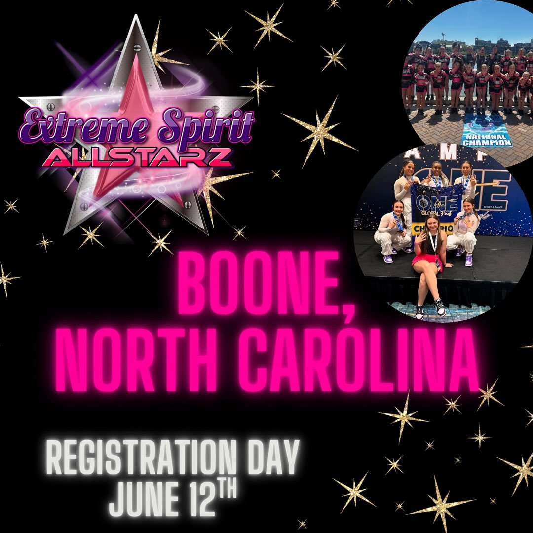 Extreme Spirit Allstarz&hellip;&hellip;BOONE, NC✨🥹🩷

Wow! We cant wait to bring everything that ESA offers to a a 4TH location this year! Where great communication, family &amp; fun meet competitive cheerleading + tumbling! 
We hope to see YOU on T