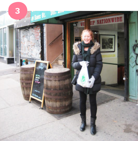 Me, Jules buying pickles on the Lower East Side