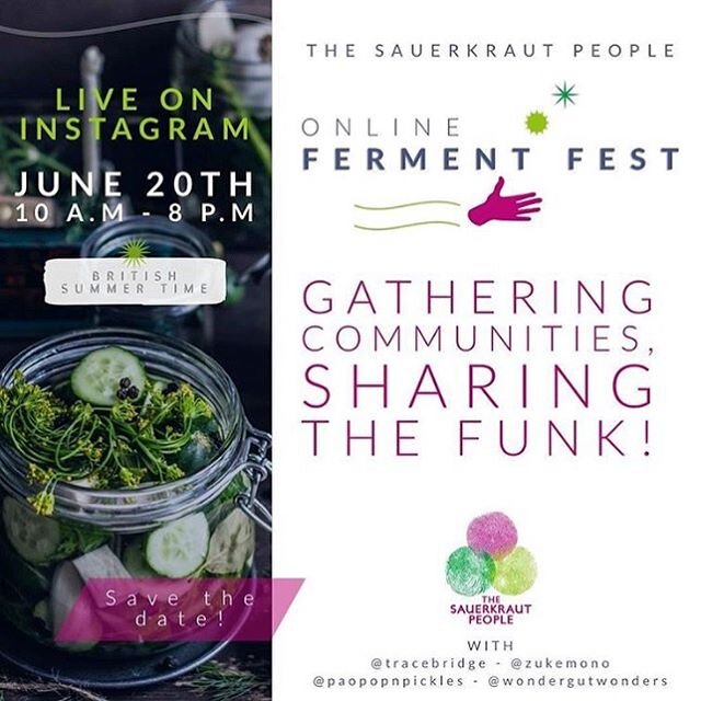 SHARE THE FUNK
Super excited to be part of this day of fermenting funkiness.
More details to share soon.

In the meantime follow @thesauerkrautpeople to see who else is getting involved. 
It&rsquo;s going to be ace. 
#fermentfest #thesauerkrautpeople