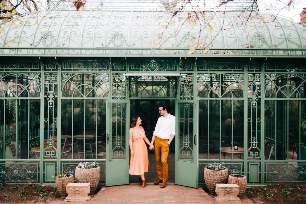 engaged couple at the denver botanic garden mat schramm photography.jpg