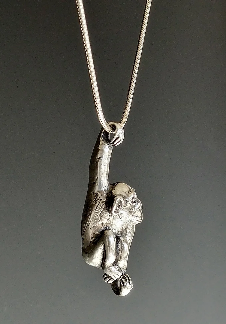 Sterling Chimpanzee Necklace © 2018 Taf Schaefer | All Rights Reserved
