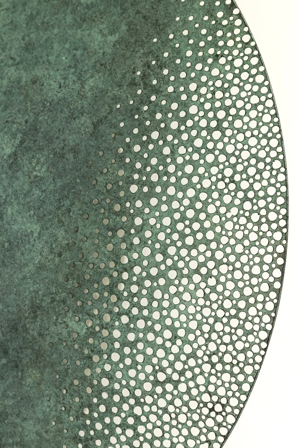 Crumbling wall piece made from Verdigris Copper made by Ane Christensen