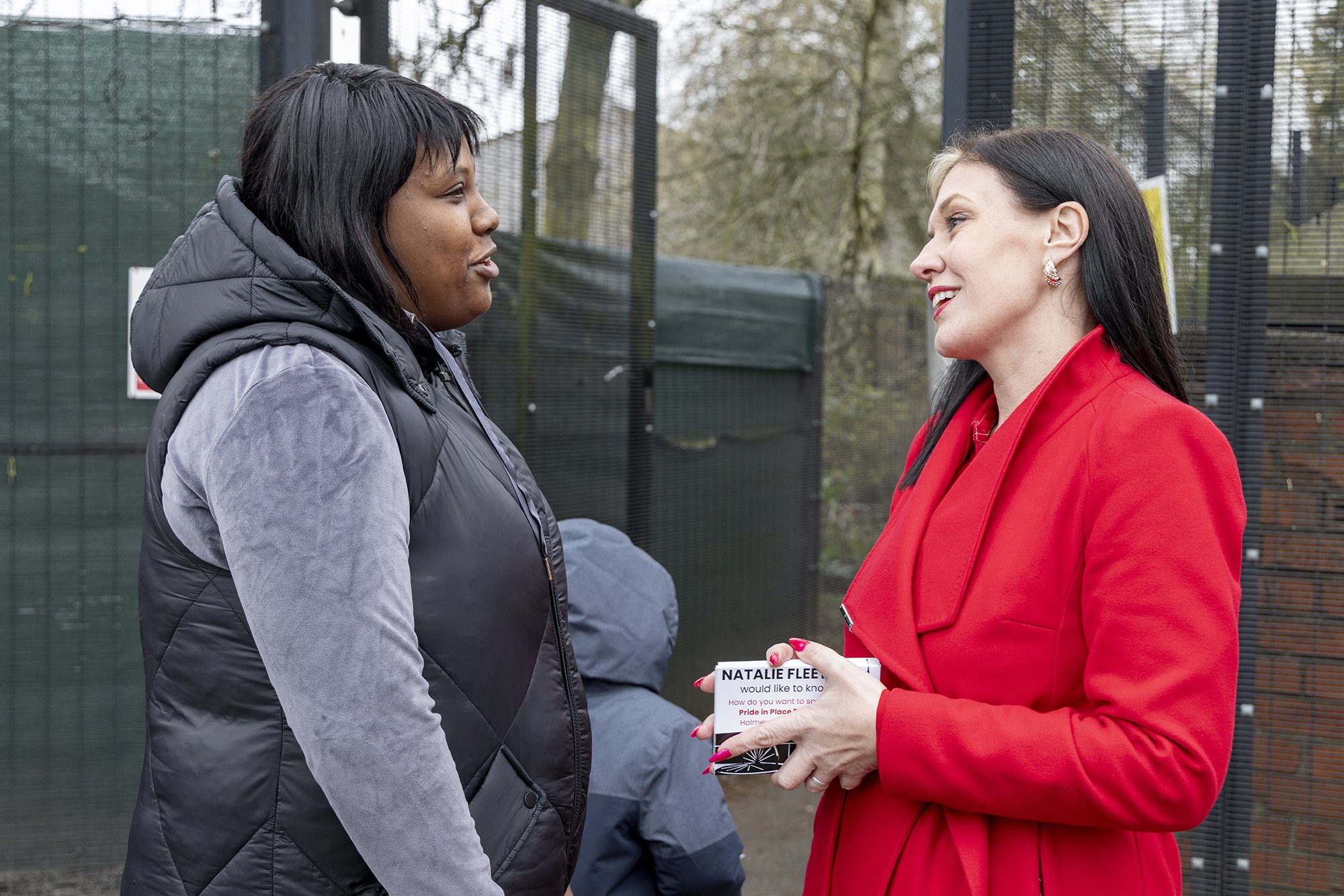 March 2026 Natalie Fleet campaigns at a junior schools gates in Bolsover. Nicola Tree is a photo journalist that specialises in photography female politicians and following their careers. Her work is syndicated by Getty Images.