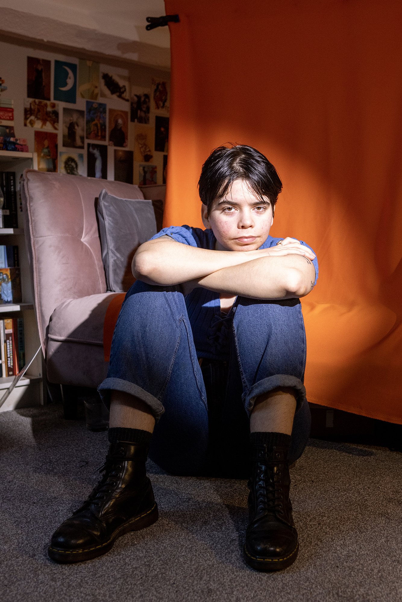 Anna Holland member of Just stop oil photographed for Nicola Tree's Civilly Disobedient project featuring women and non binary members of the Just Stop Oil community. Climate action photography.