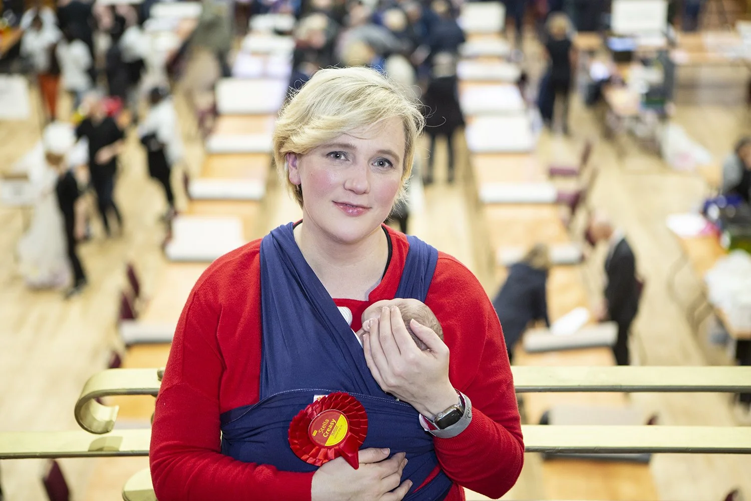 December 2019 Stella Creasy at the General Election count in Walthamstow with her newly born daughter. Nicola Tree Specialises in photo journalism of female politicians. Her work is syndicated by Getty Images.