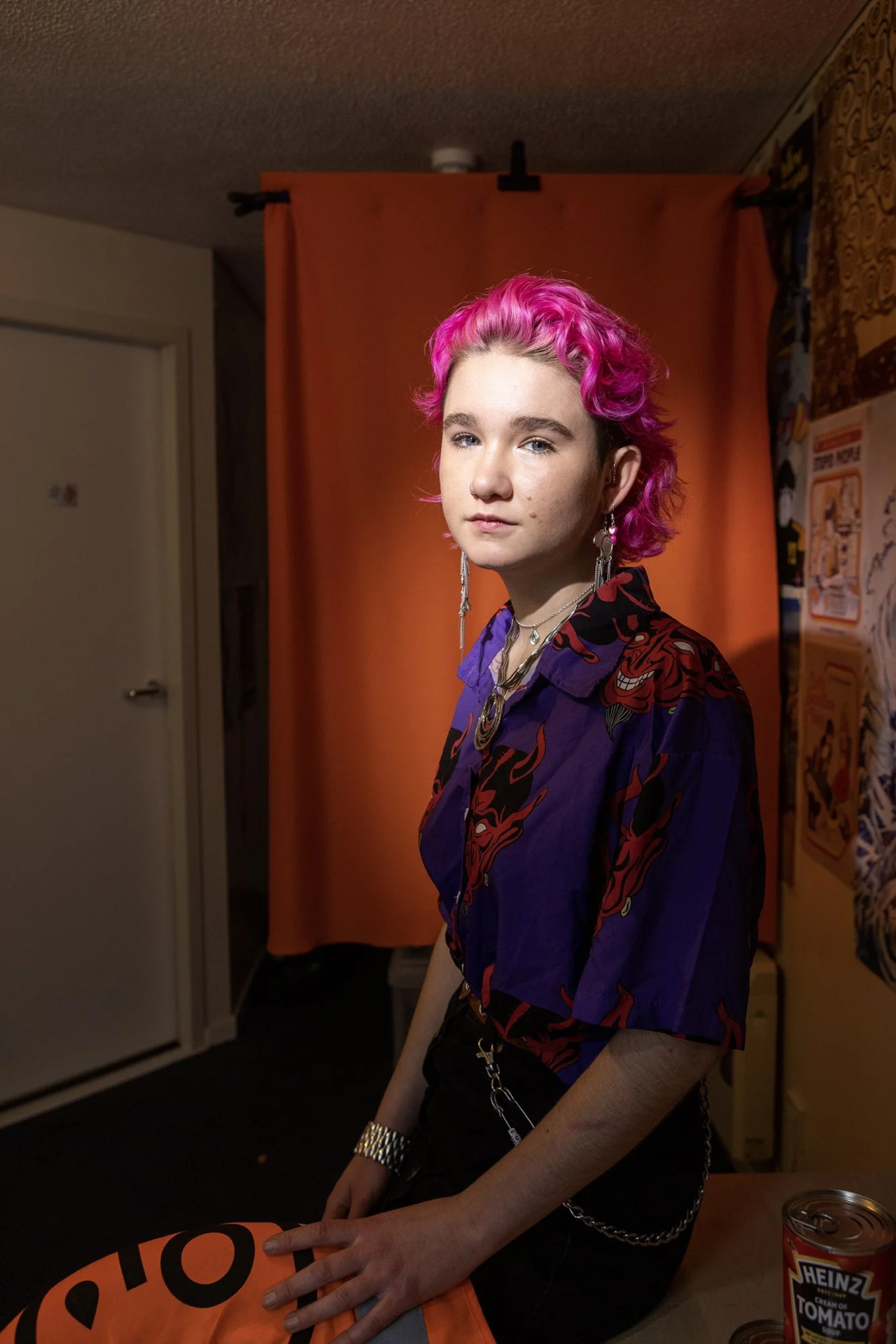 Phoebe Plummer member of Just stop oil photographed for Nicola Tree's Civilly Disobedient project featuring women and non binary members of the Just Stop Oil community. Climate action photography.