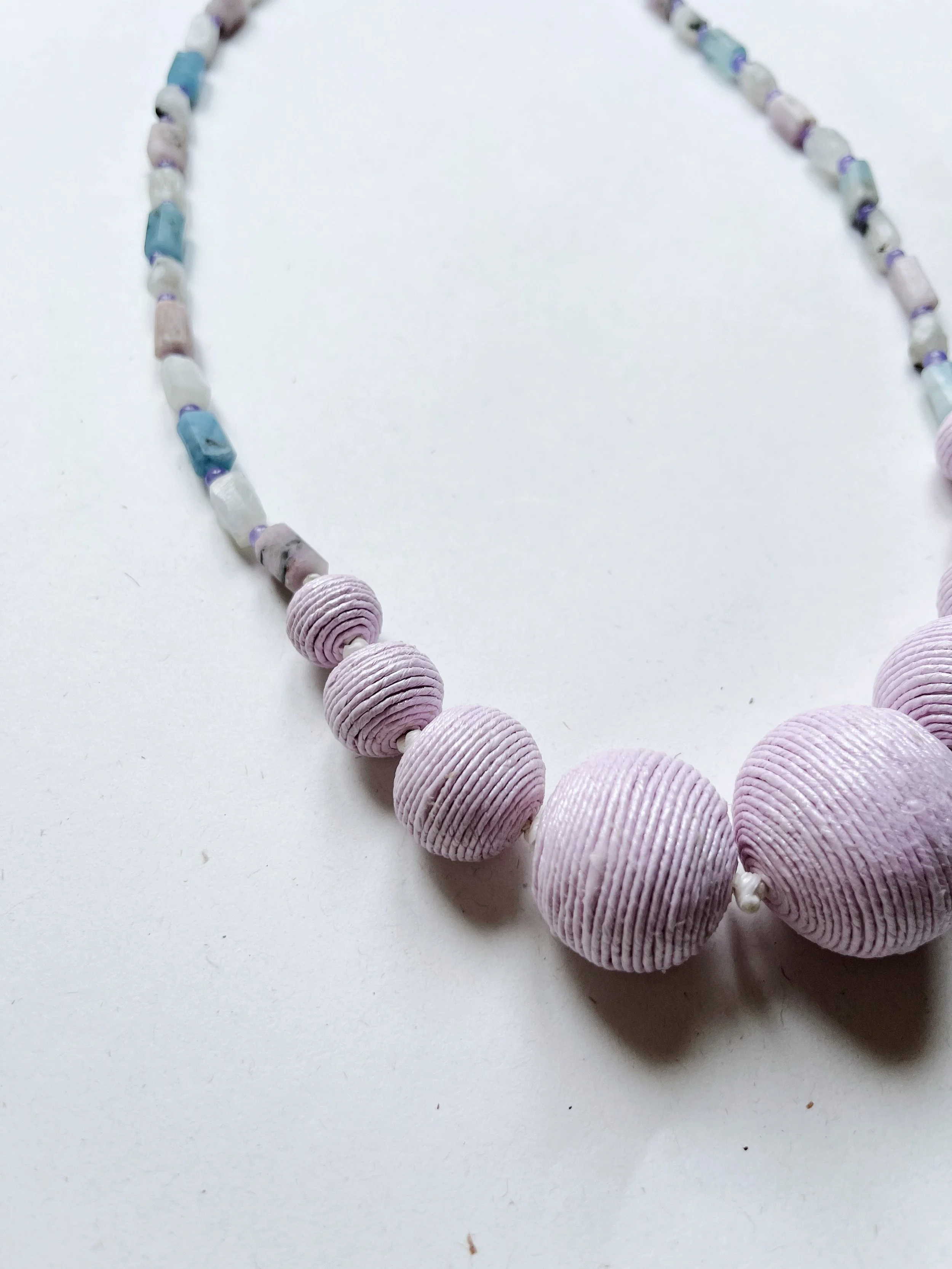 Collana Venere - Carta Filata, acquamarina kunzite