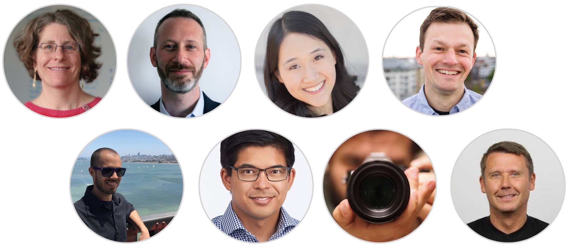 Batya Friedman (Professor at the University of Washington and author of Informed Consent by Design ), Gilad Rosner (founder of the Internet of Things Privacy Forum ), Michelle Chang (UX Designer at Electronic Frontier Foundation ), and Peter Bihr (Co-founder of ThingsCon and Mozilla Trustmark Fellow) (top row), and technical expertise (bottom).