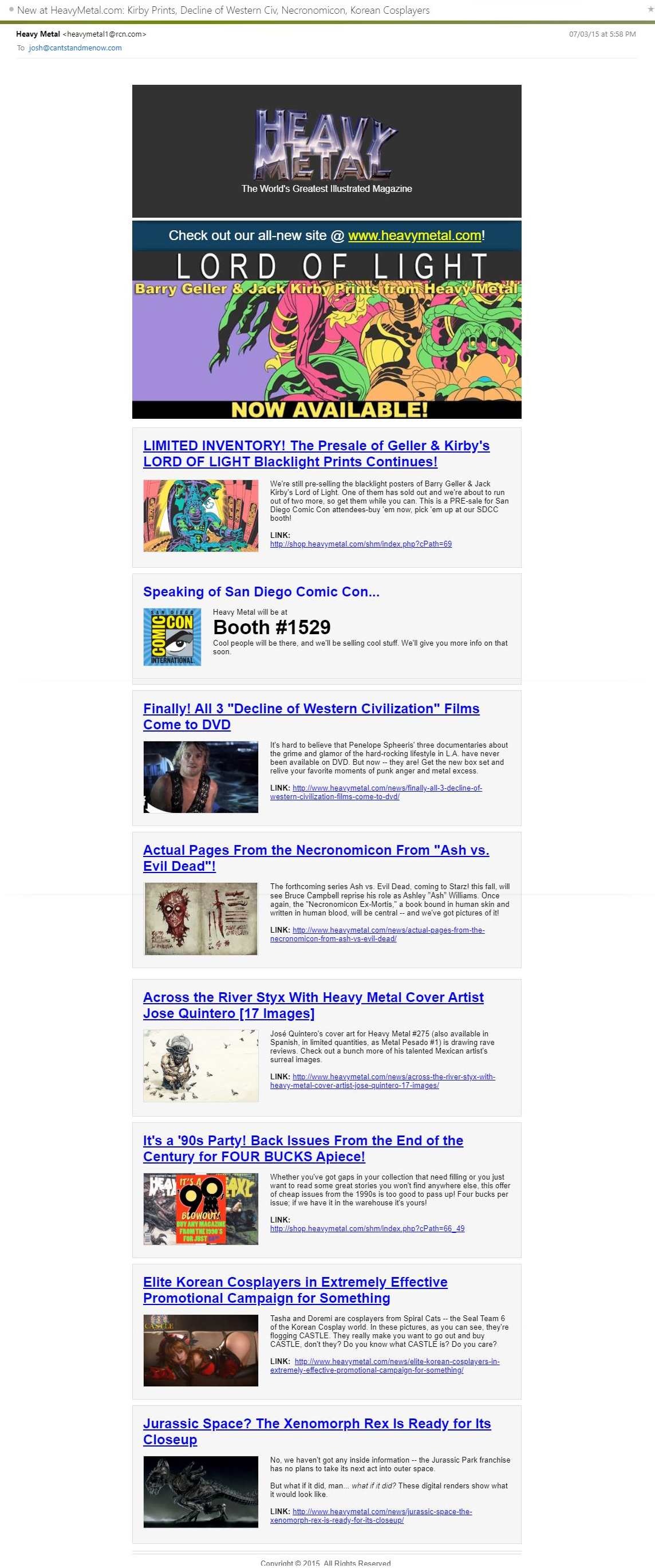 Heavy Metal E-mail Newsletter