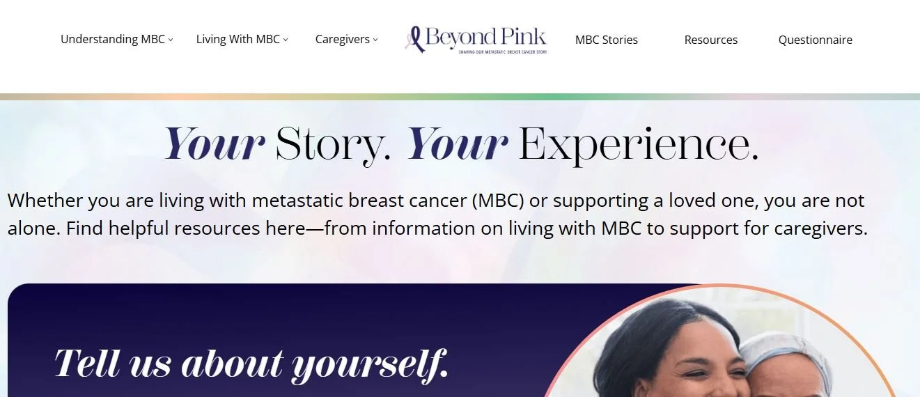 Homepage of the Beyond Pink website
