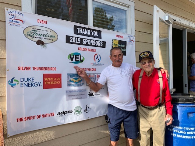 Tommy Epps & O.C. Martin with the sponsors of the 2019 Sappony 5K