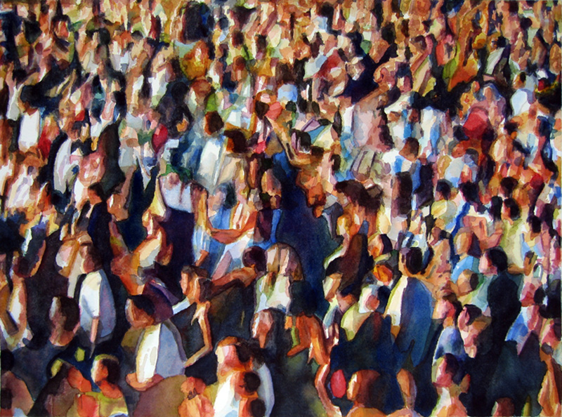 Crowd #1 22"x30"  watercolor