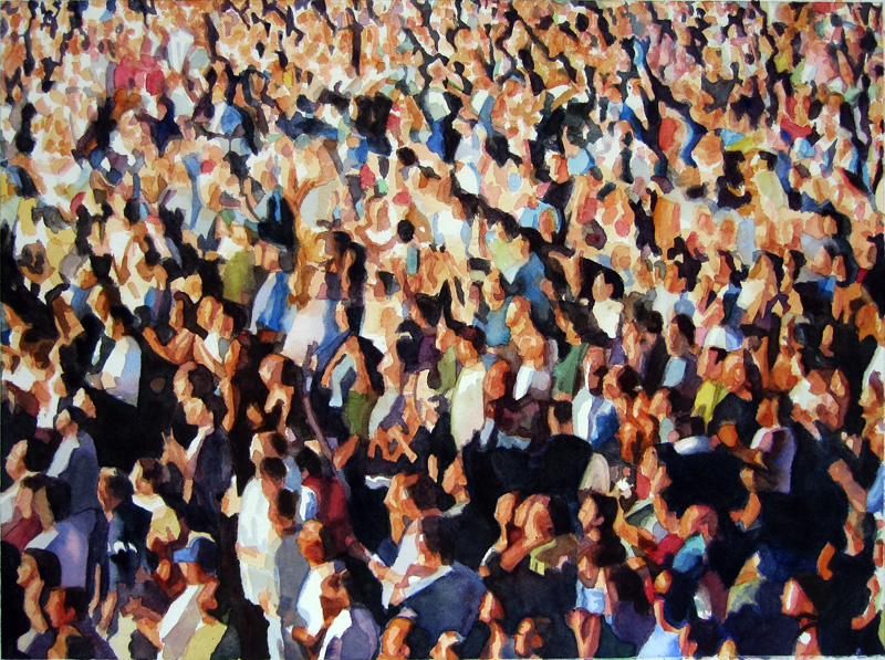 Crowd #2 22"x30"  watercolor