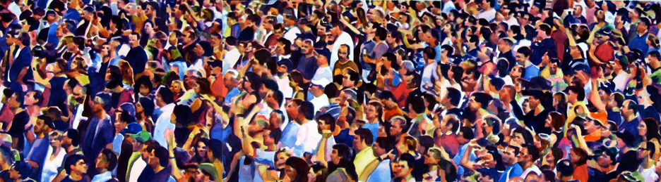 Crowd #6 triptych 20" X 72"  watercolor