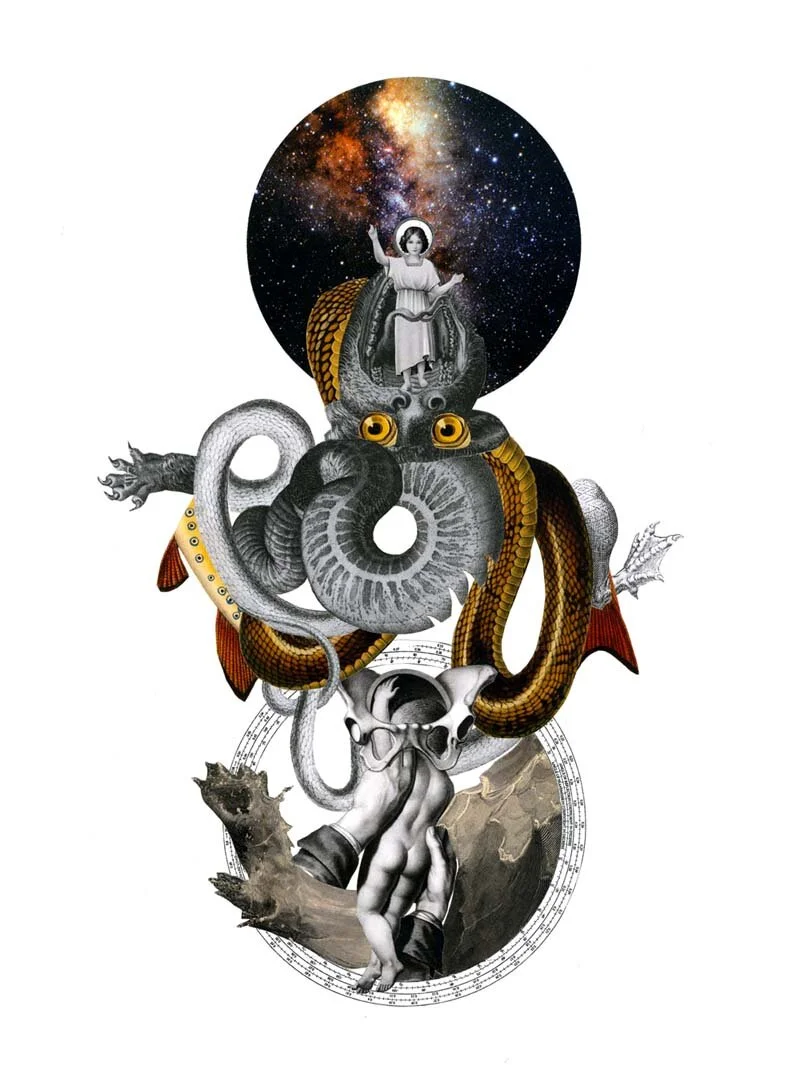 DRAGON’S EYES, collage, 2012