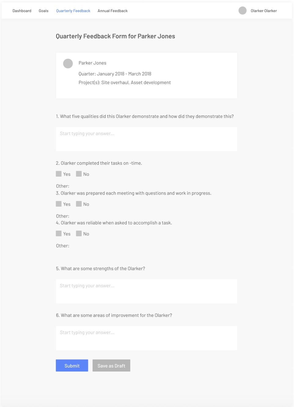 Feedback Questions Format