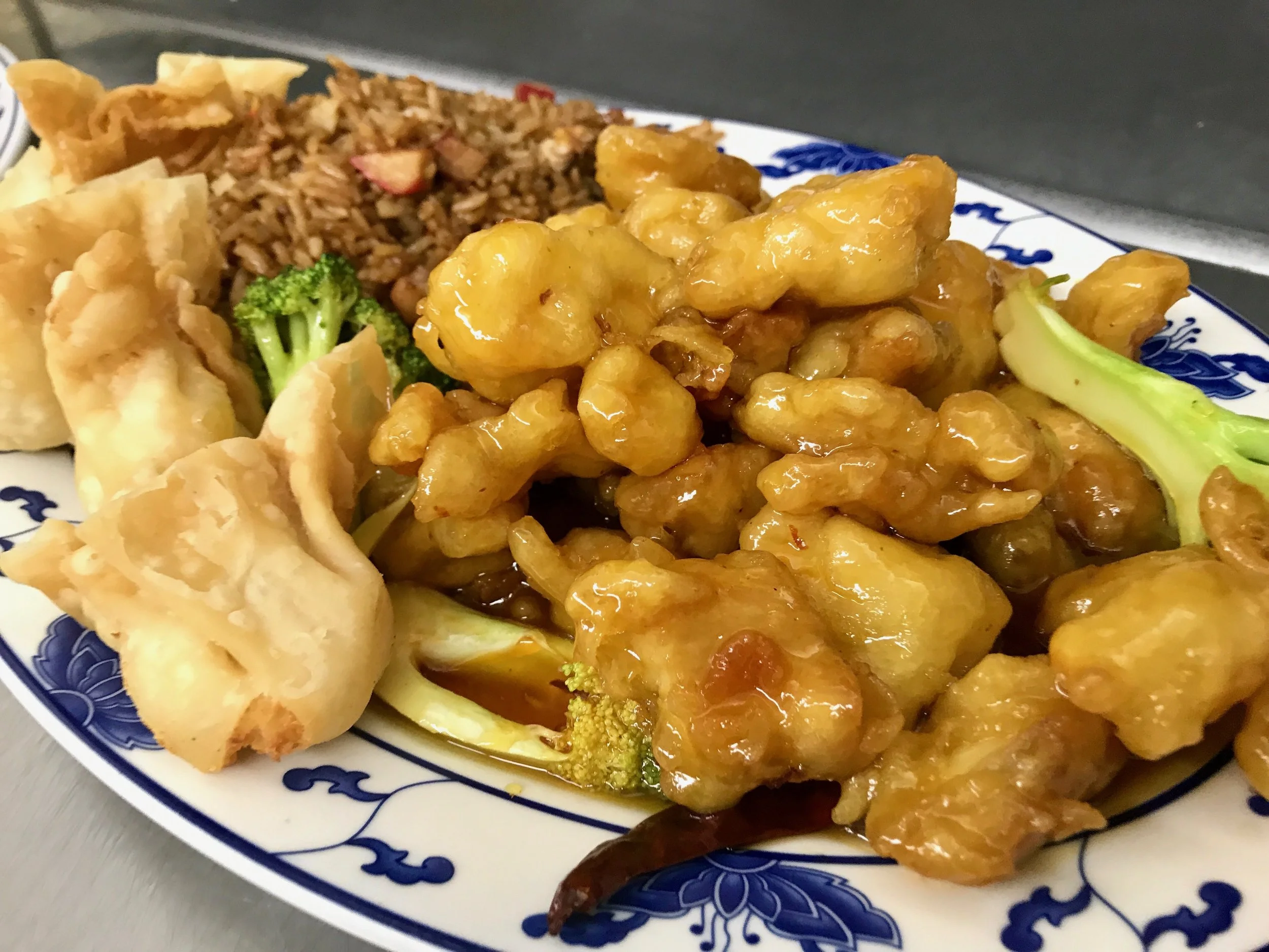 General Tso's Combo with Crab Rangoon and Fried Rice