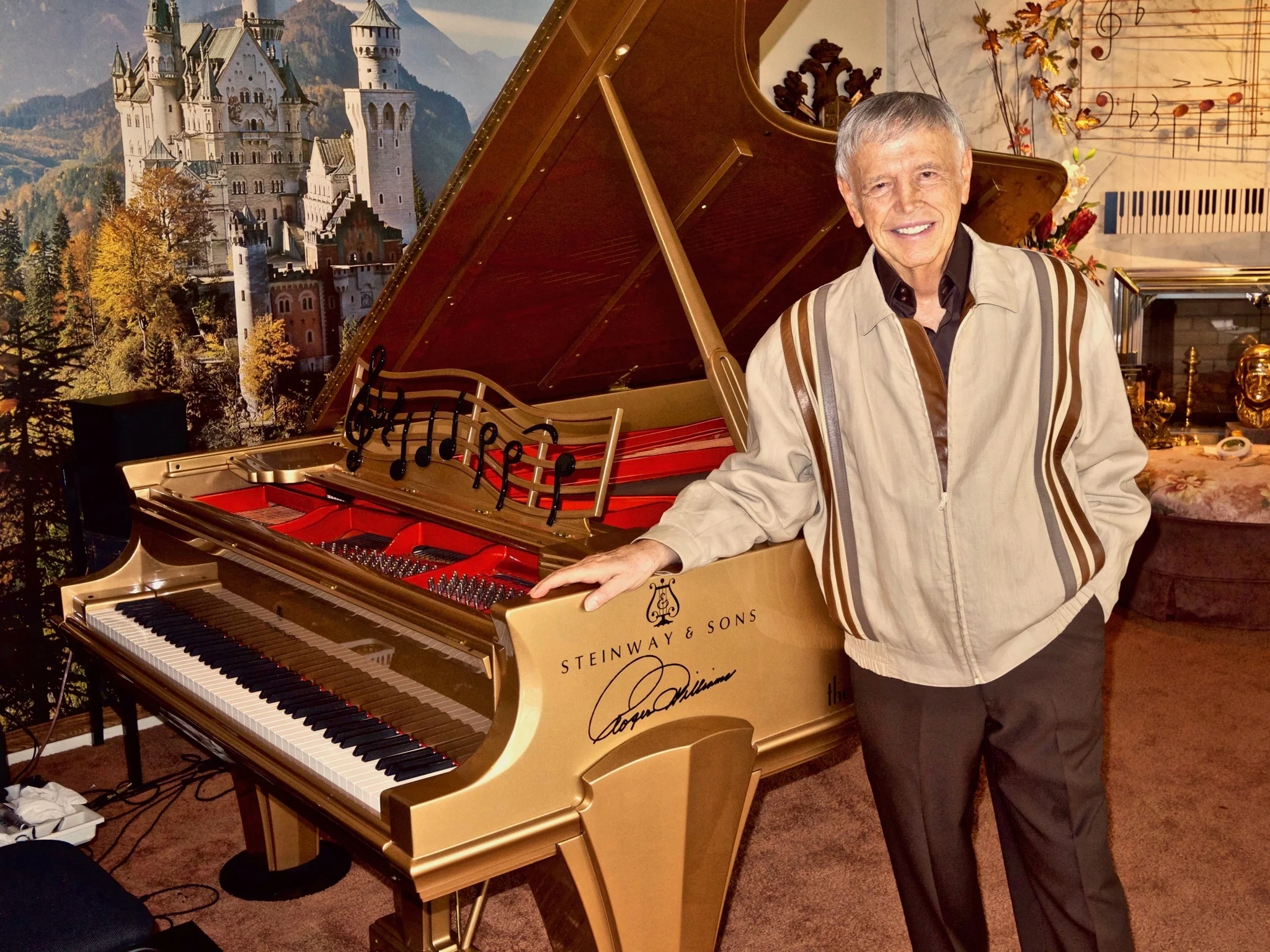 Roger with the Roger Williams Ltd. Edition Gold Steinway