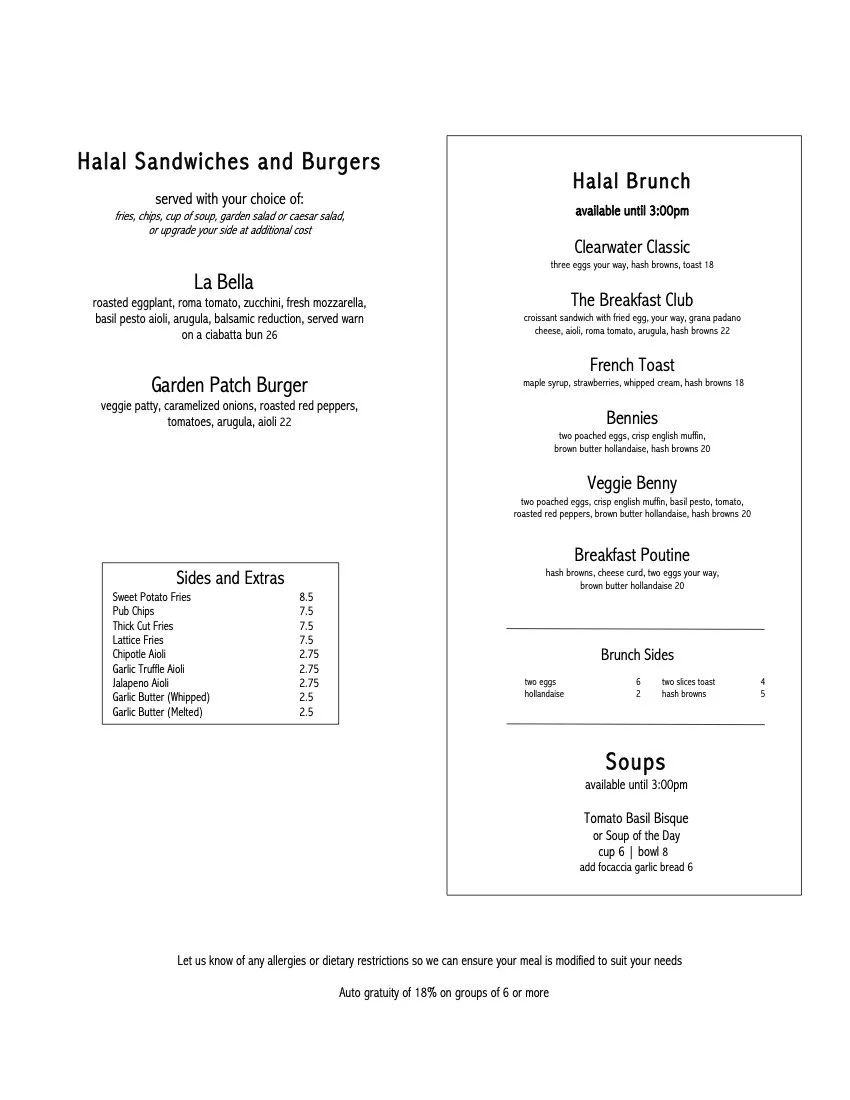 Fort McMurray Surekha Halal Menu
