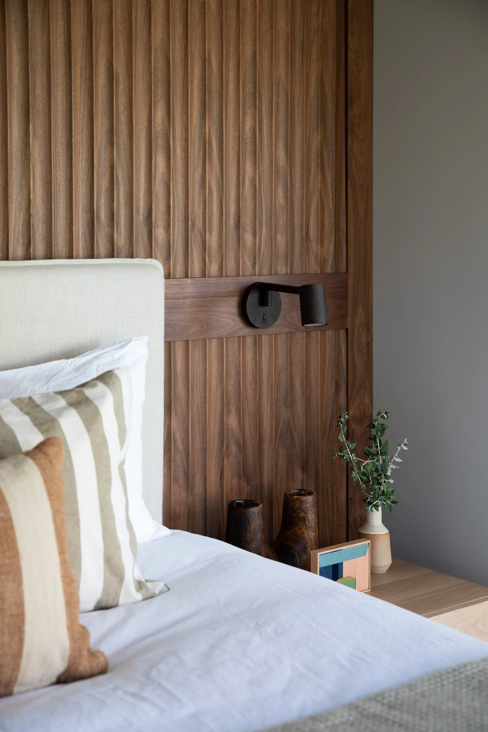 Principle bedroom design details - panelled wall 