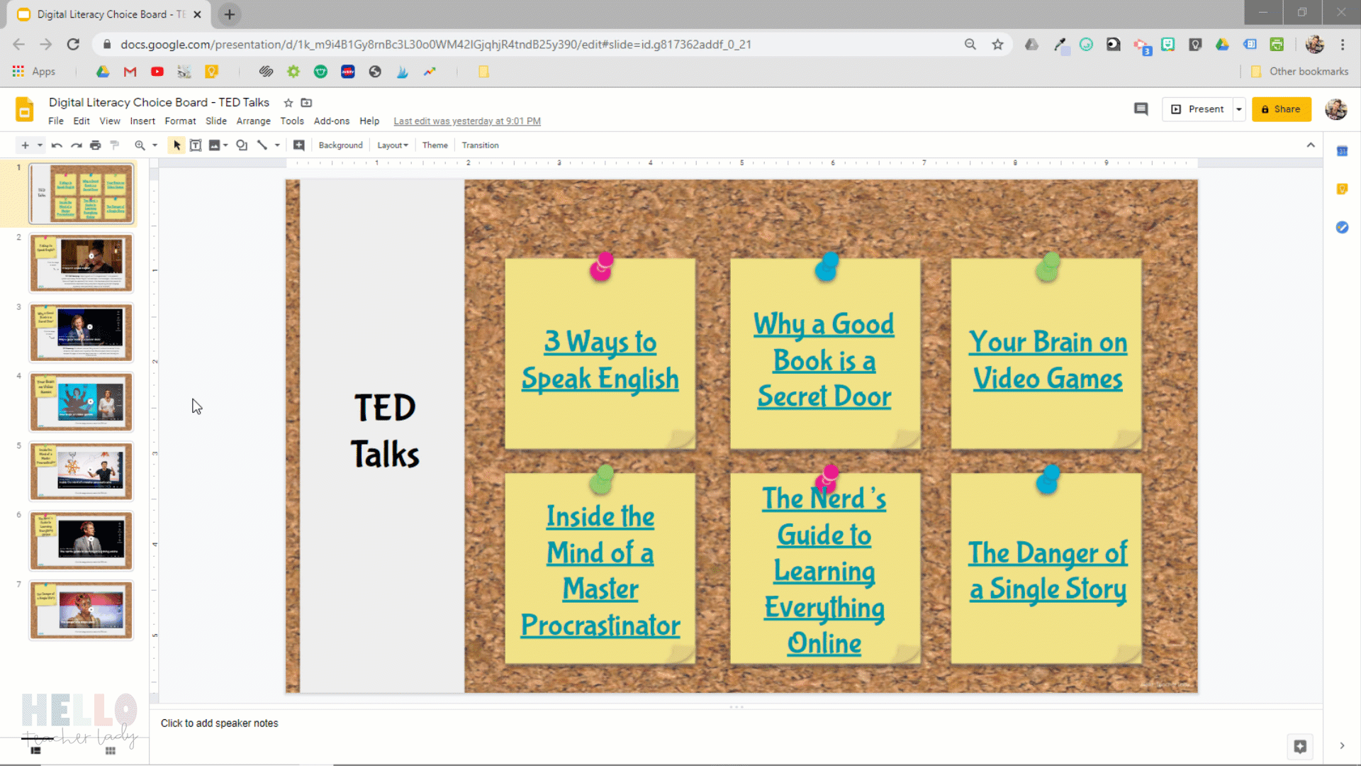 Editable Choice Boards Templates Digital Google Slides - Watercolor