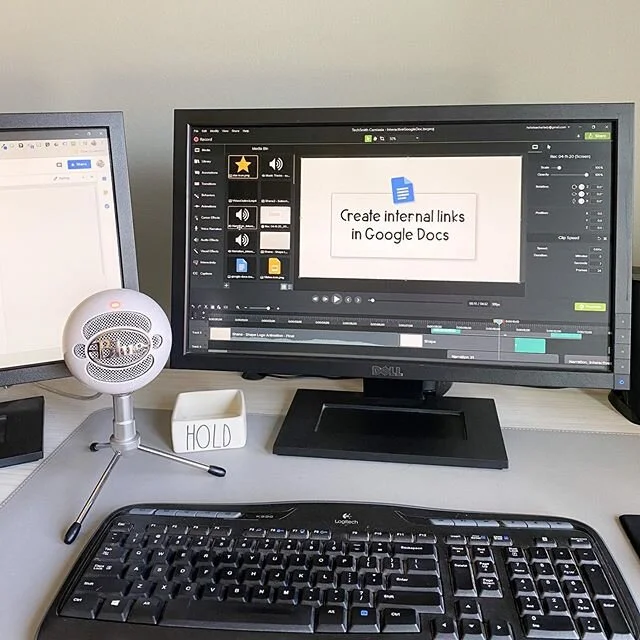 My computer is my happy place. #dualmonitorlife 😆 
Spent the morning making this video tutorial on interactive Google Docs. I walk you through how to create a clickable Table of Contents &amp; add other internal links &mdash; ideal for making choice boards, hyperdocs &amp; more. Check my stories for the video link or head to my YouTube channel (link in bio) to watch. 🎥