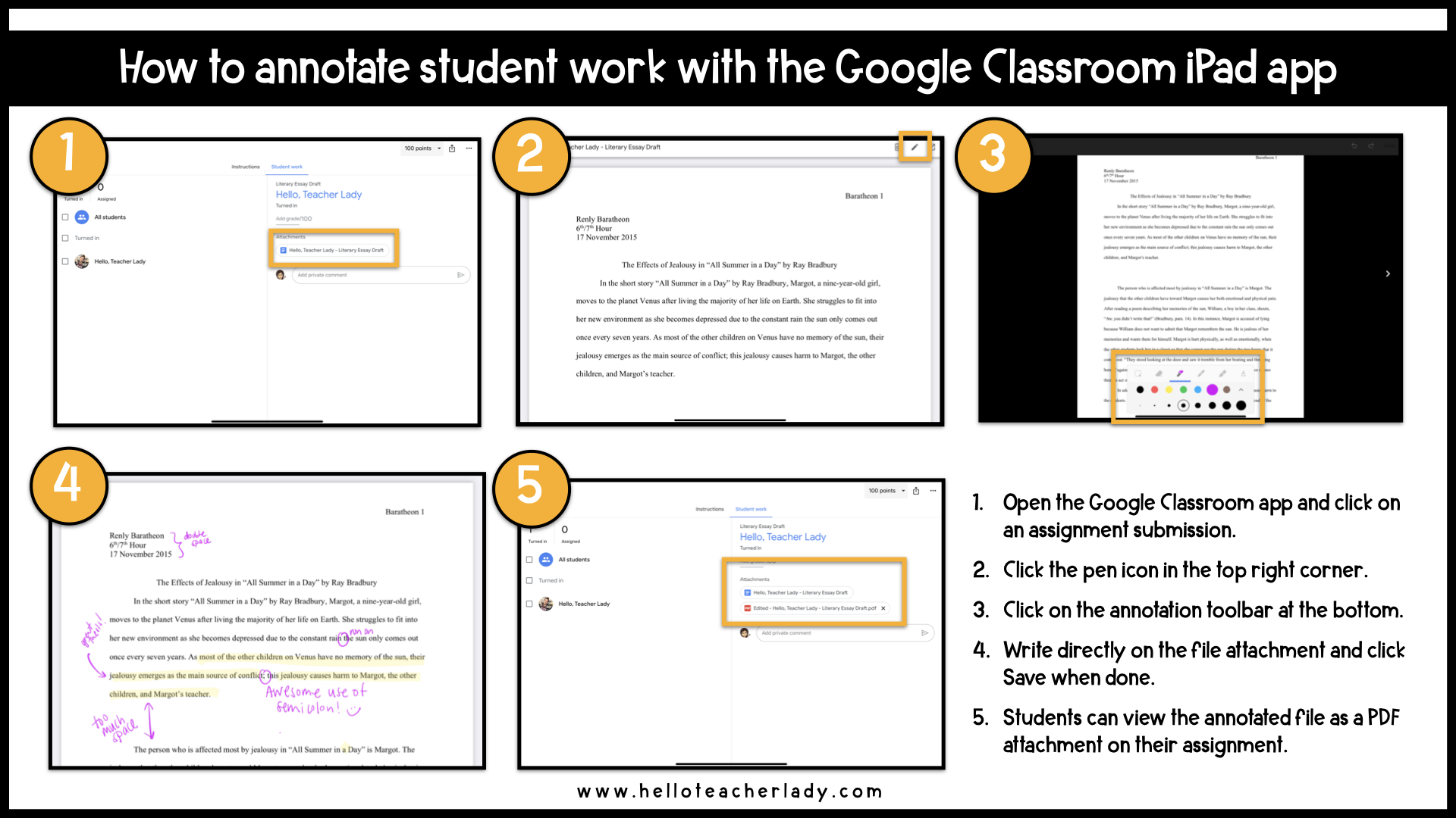How to Annotate Student Work in the Google Classroom iPad App
