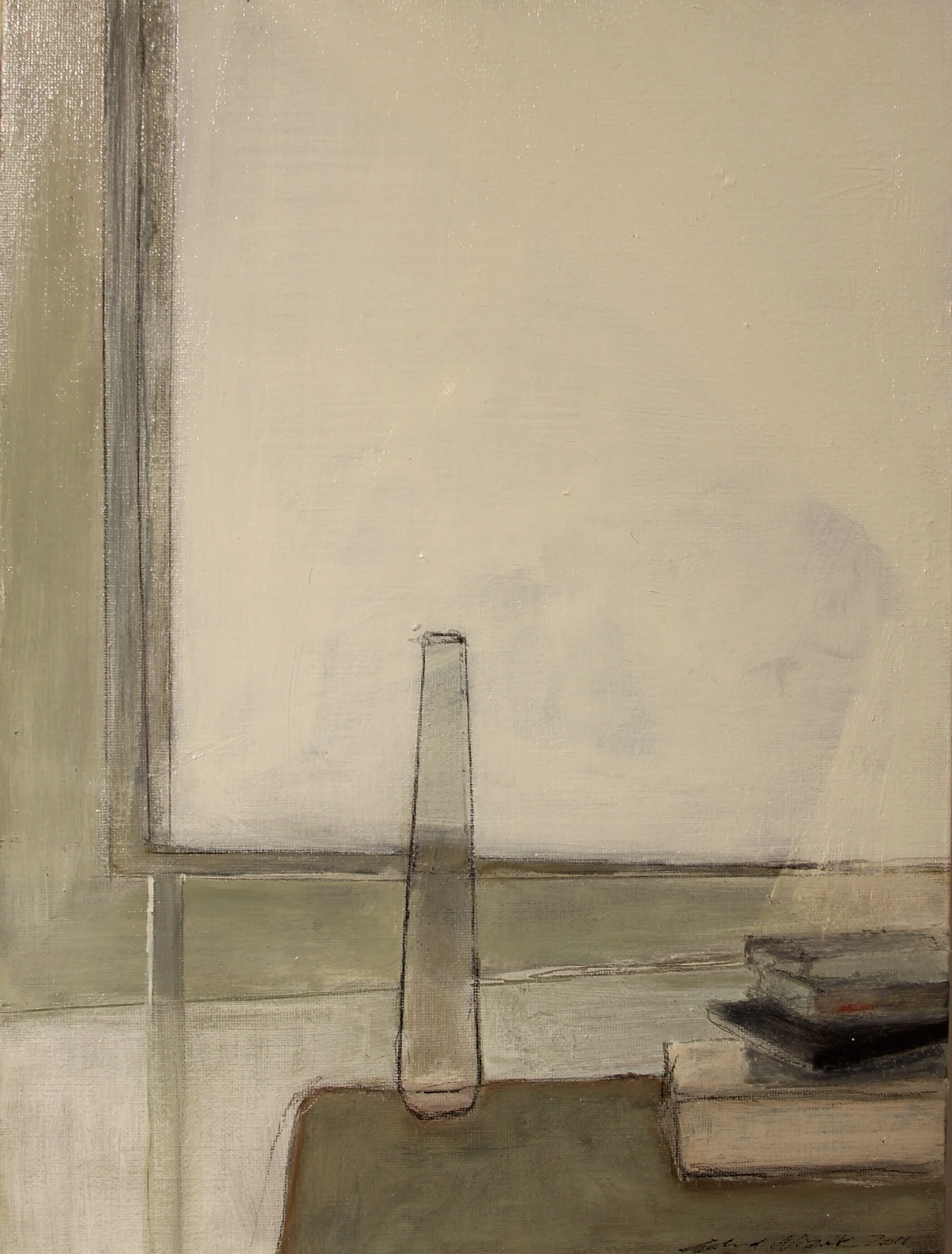 Still life with books & vase, 40x30cm, oil on linen, 2011
