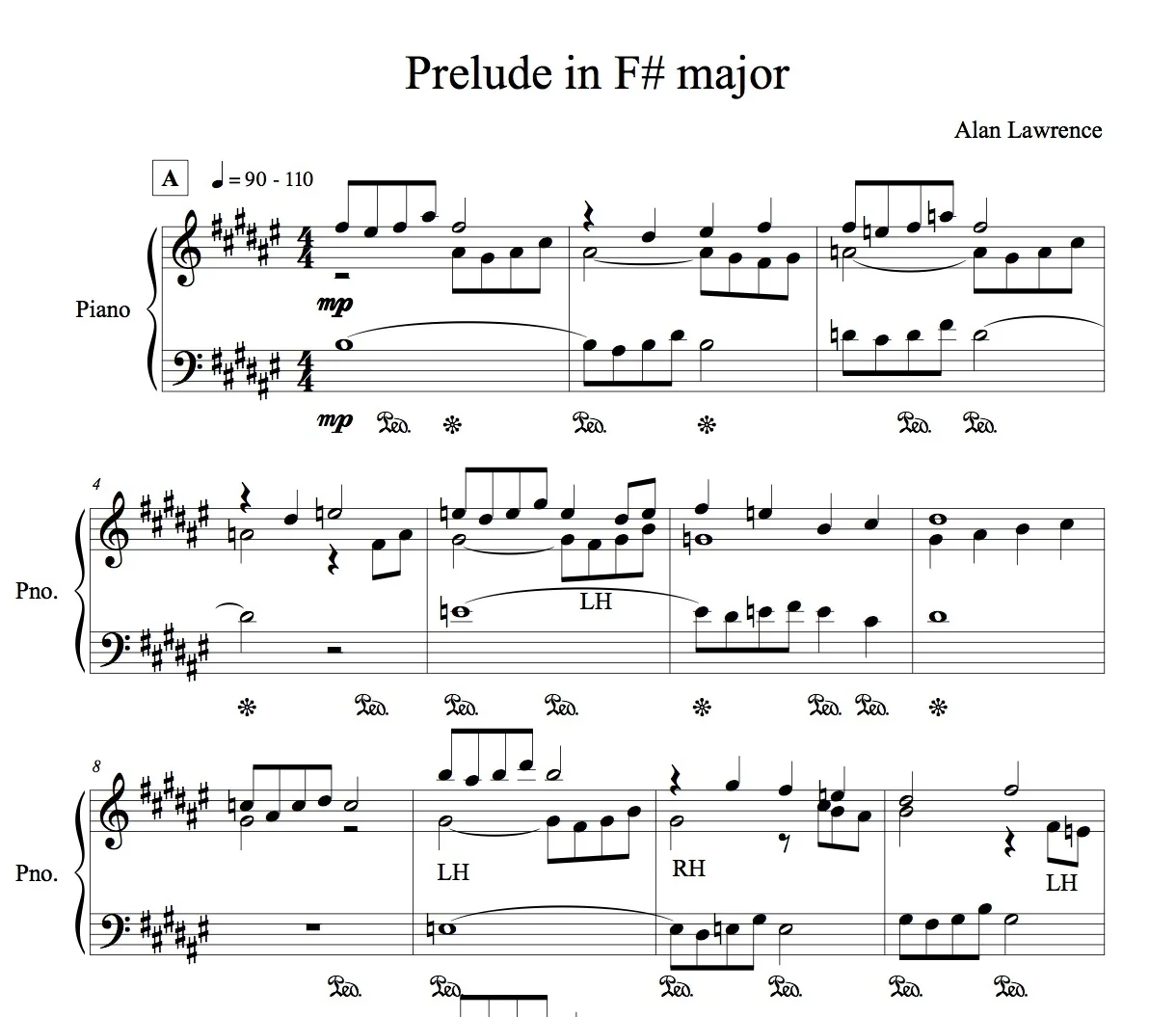 Prelude in F# for solo piano