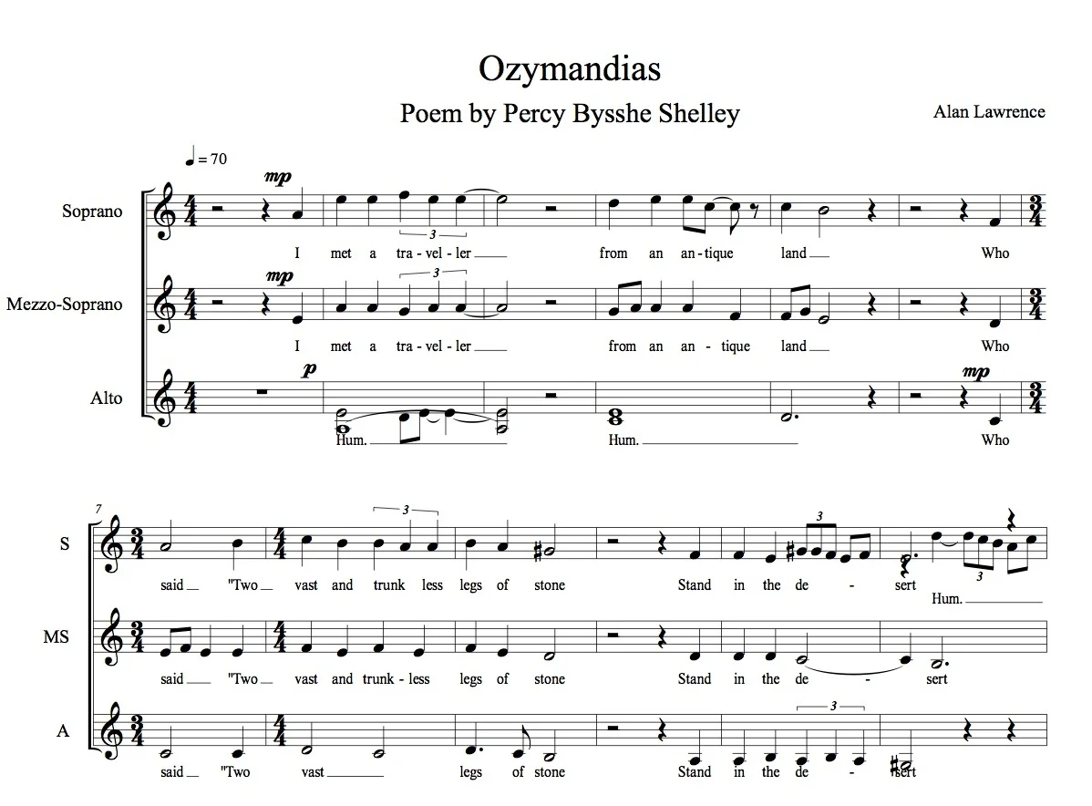 Ozymandias for girls' chorus (S MS A)