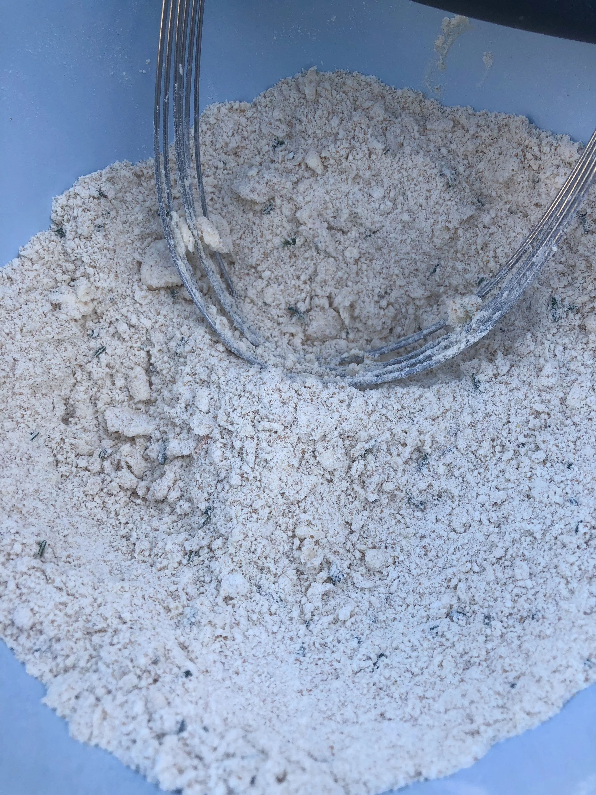 This is how your flour + EB mixture should look; kinda sandy.