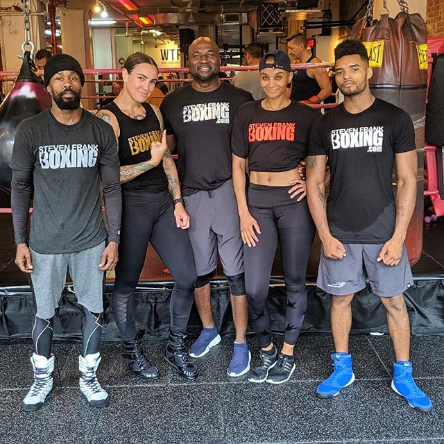 Team @stevenfrankboxing workout. We don't play🥊! Left to right: @wilsylvince @hellfire_mel @stevenfrankboxing @iamjanicepugh @joshstayslick