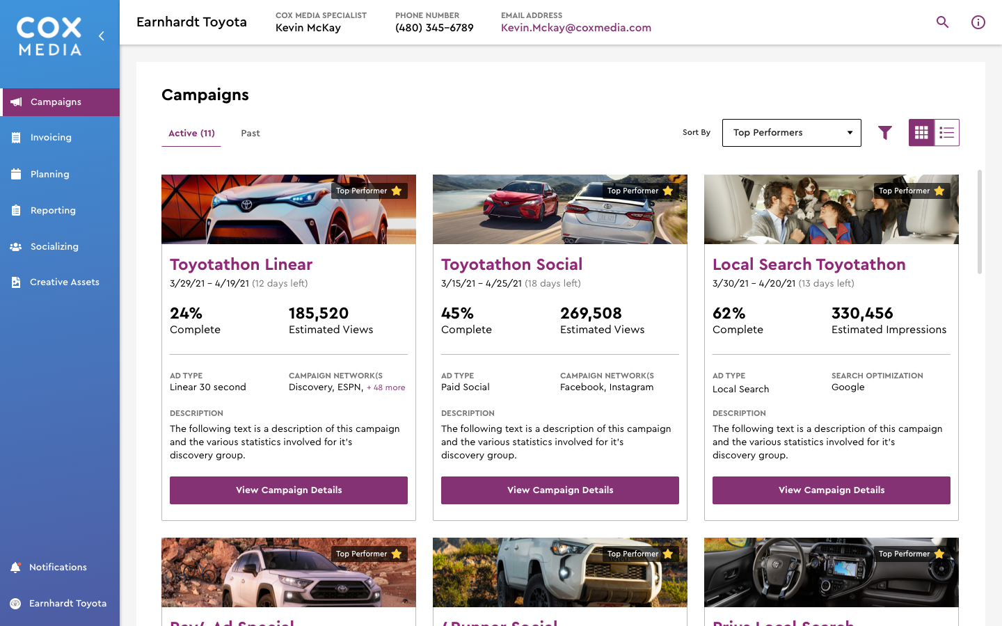 Dashboard Landing Page