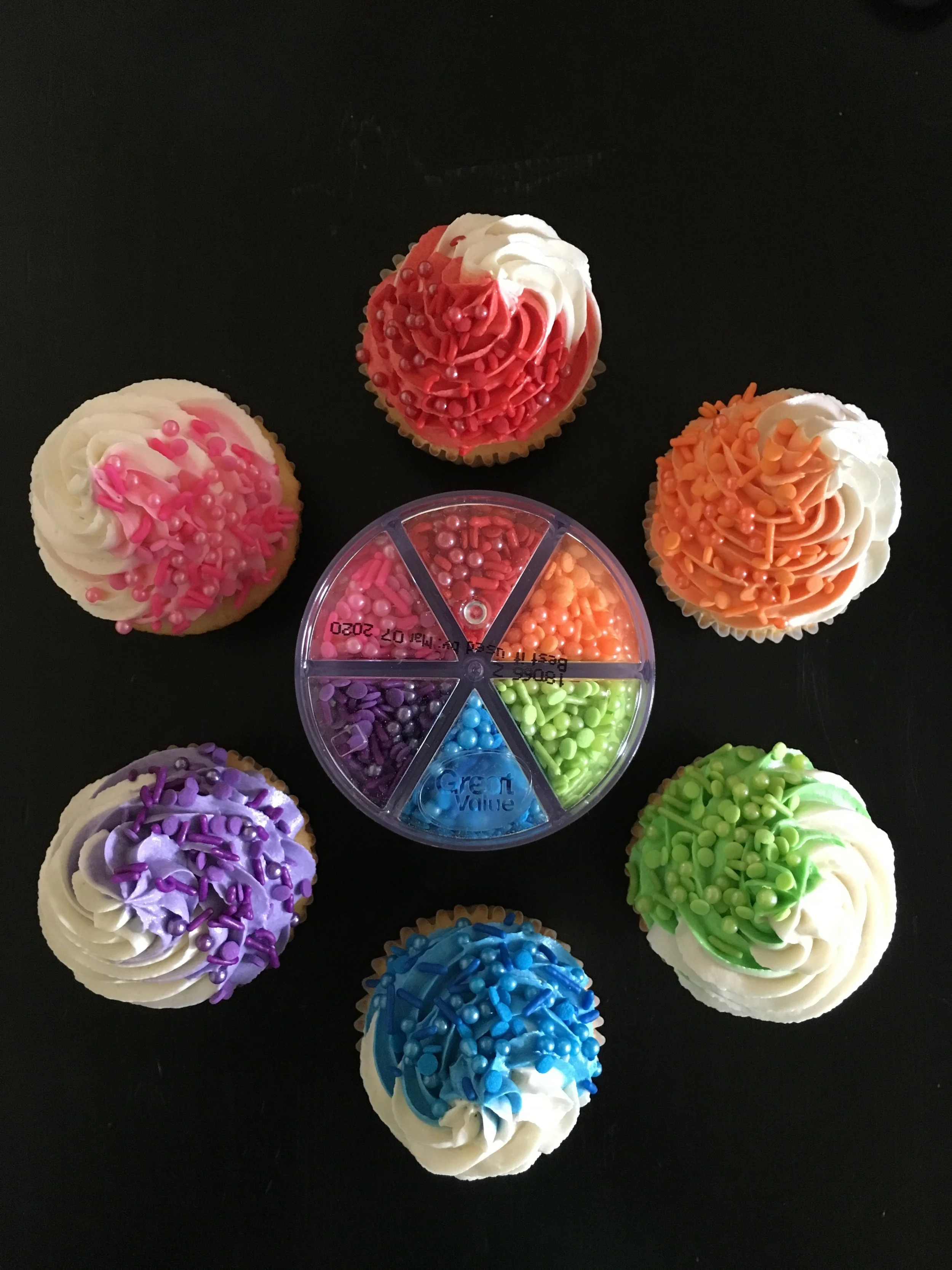 Color Swirl Vanilla Cupcakes