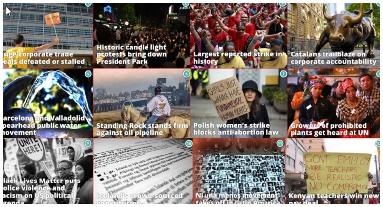 저항과 희망 – 2016년 우리를 고취시킨 12개의 투쟁