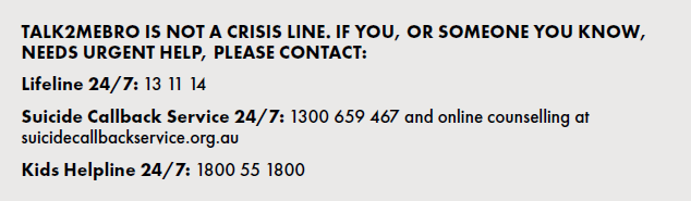 TALK2MEBRO Lifeline Suicide Call back service Kids Helpline