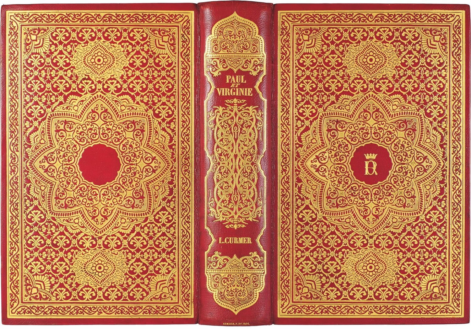  A publisher’s binding  à l’orientale  in red morocco that used to belong to Robert d’Orléans, the Duke of Chartres [no. 50].  