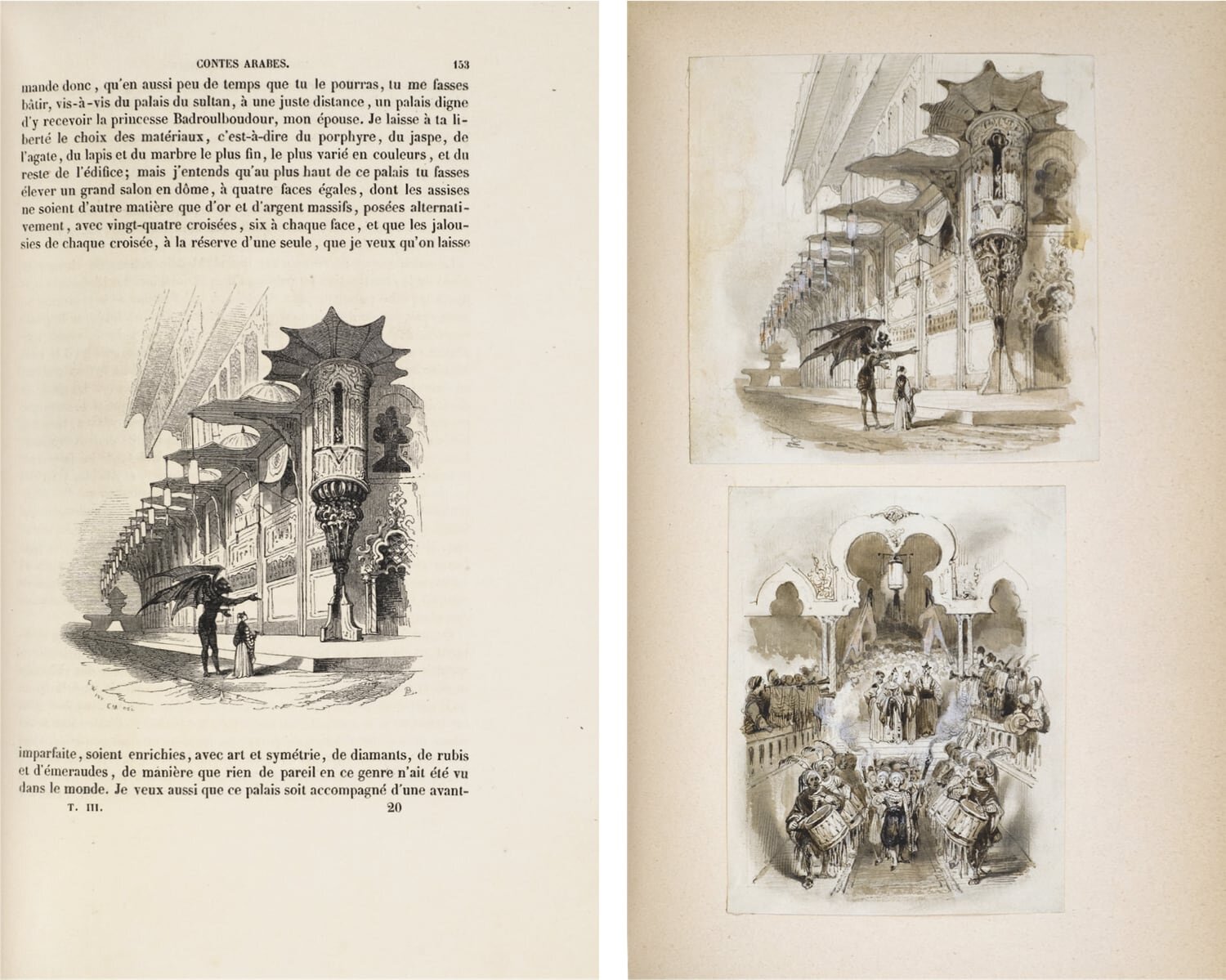  Original drawings, mostly by Édouard Wattier, for the 1840 edition of Arabian Nights by Ernest Bourdin [no. 447] 