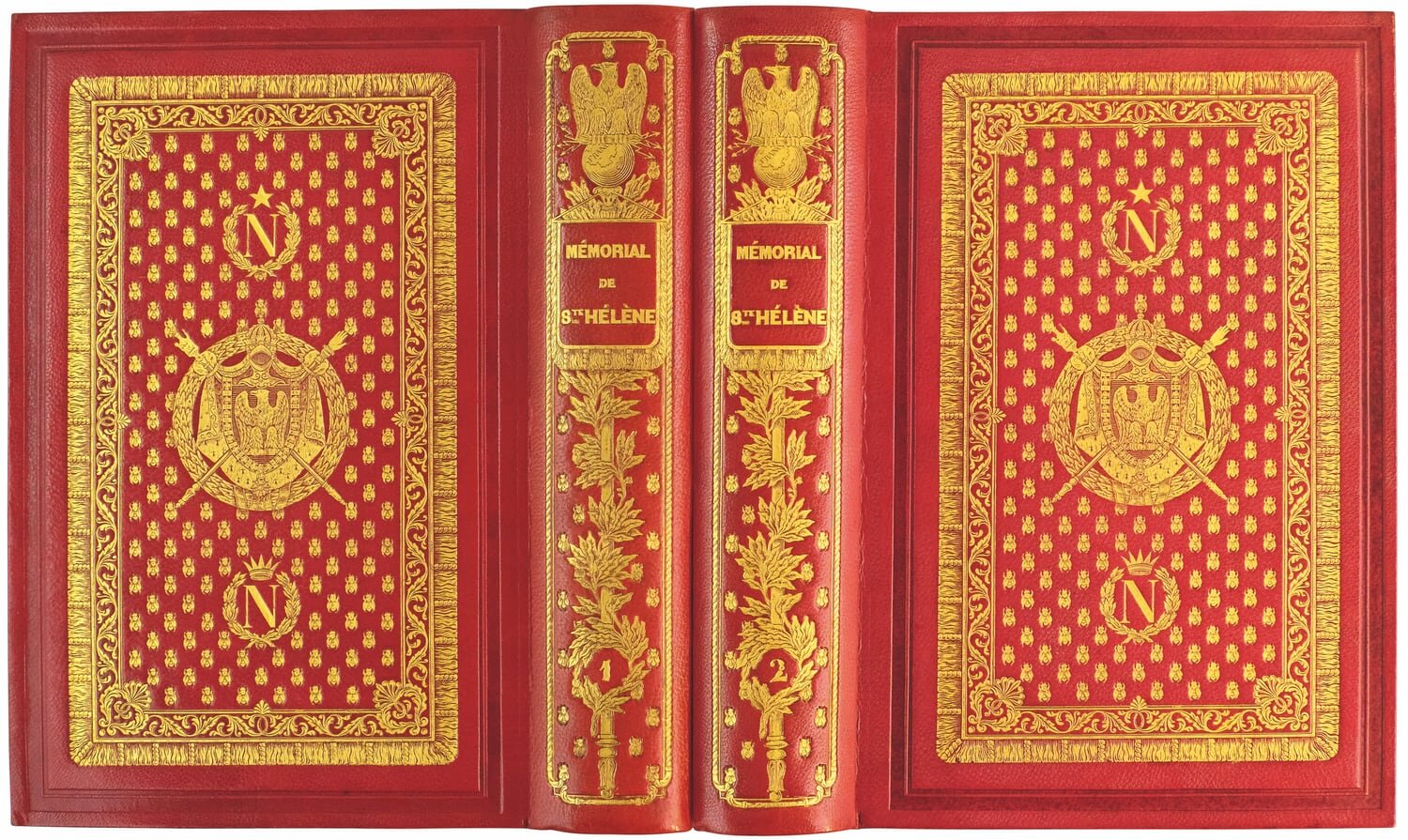   Mémorial de Sainte-Hélène ; two copies in publisher’s bindings by Boutigny, in blue and red morocco [nos. 381-382], and a copy on China paper, bound in velour by Bauzonnet-Trautz [no. 383] 