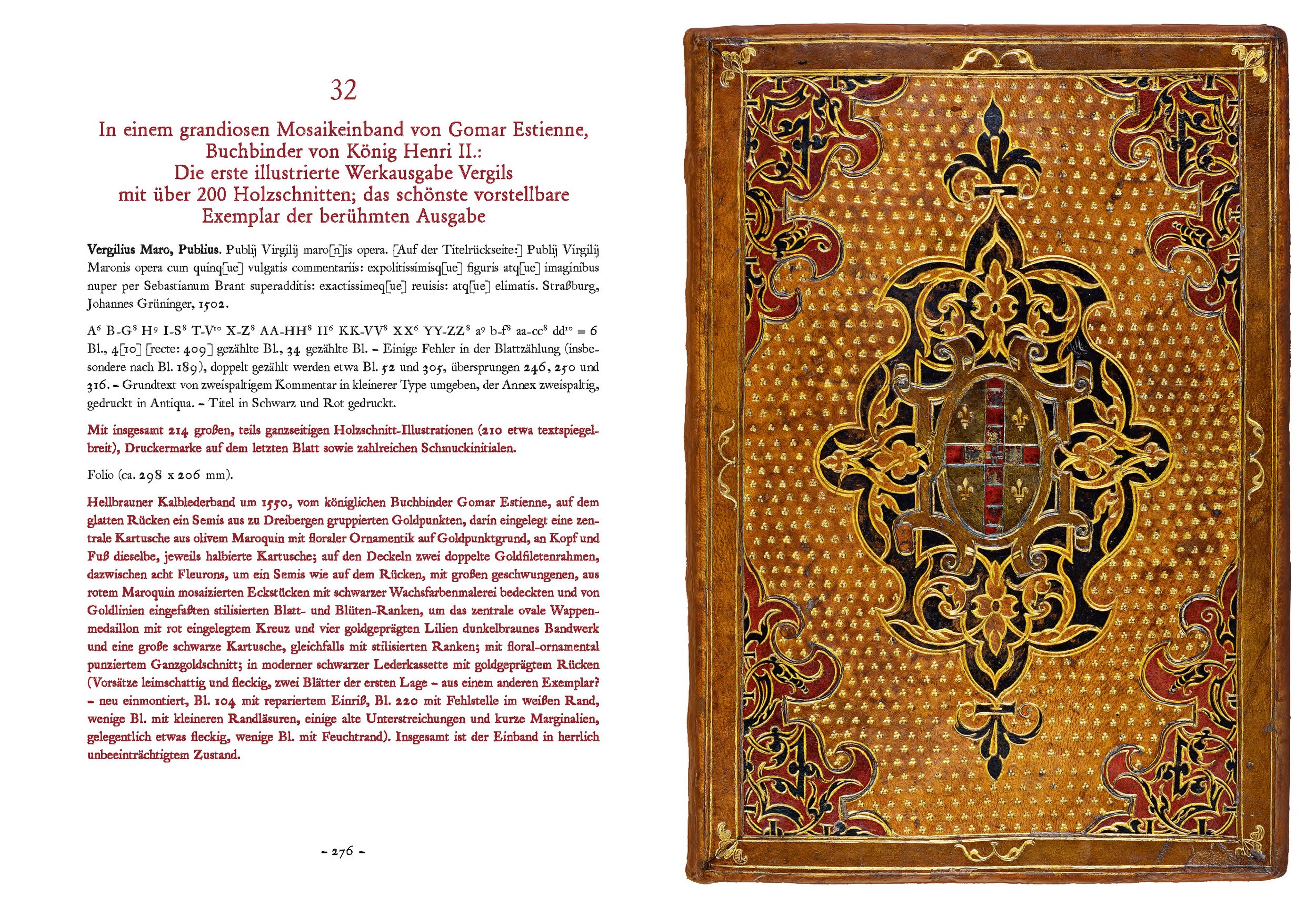 Vergil of 1502: First illustrated edition with 200 woodcuts, Mosaic binding by Gomard Estienne