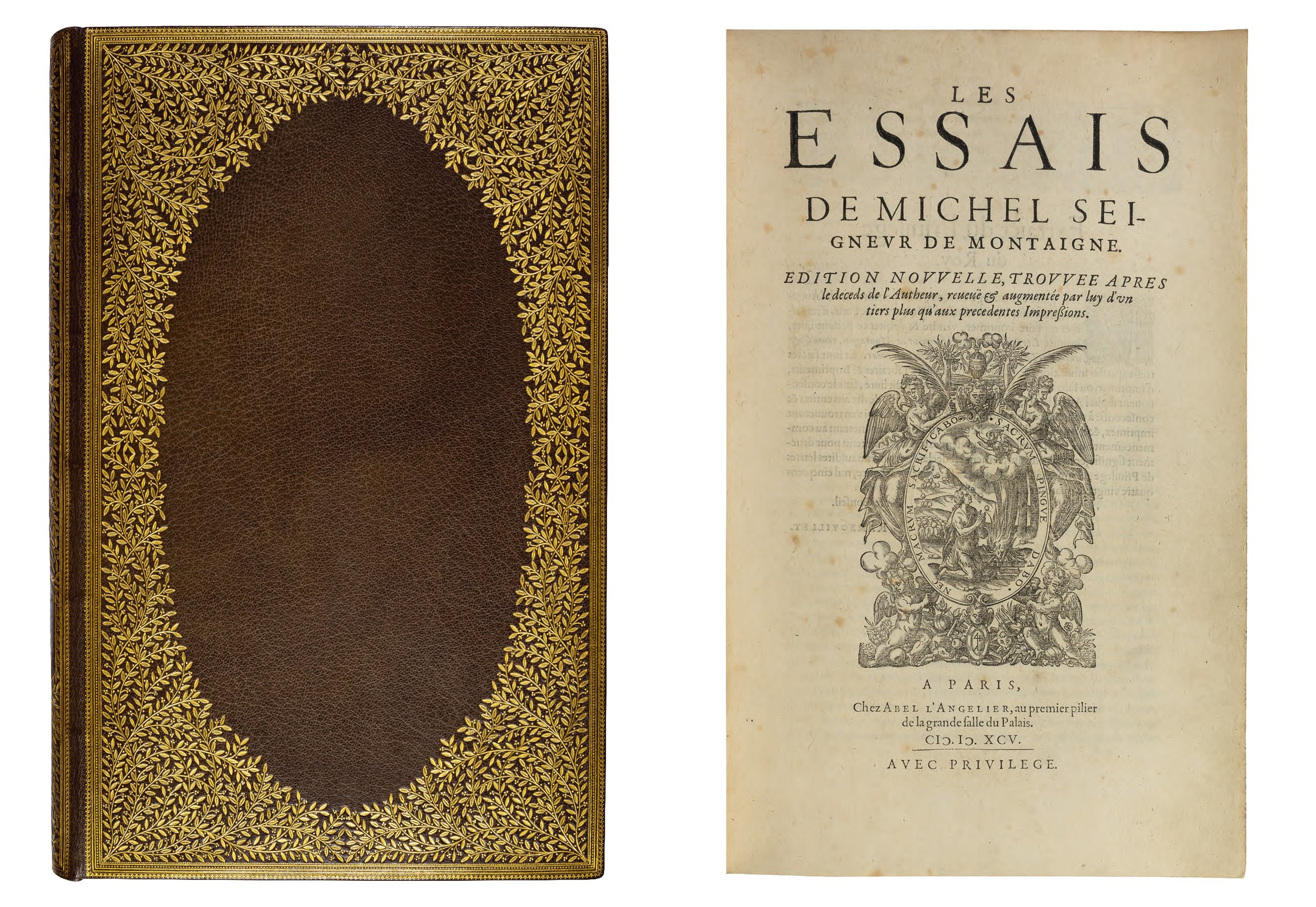 099a Montaigne Essais 1595 gilt morocco binding by Lortic
