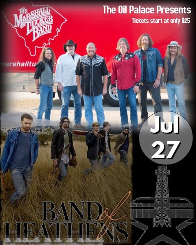@marshalltuckerband with special Guests: @bandofheathens and Steppenwolf Revisited (featuring two former members). Saturday, July 27 at the Oil Palace in Tyler Texas! Tickets start at only $25. www.OilPalace.com .
.
.
.
#marshalltexas #tylertx #tyler