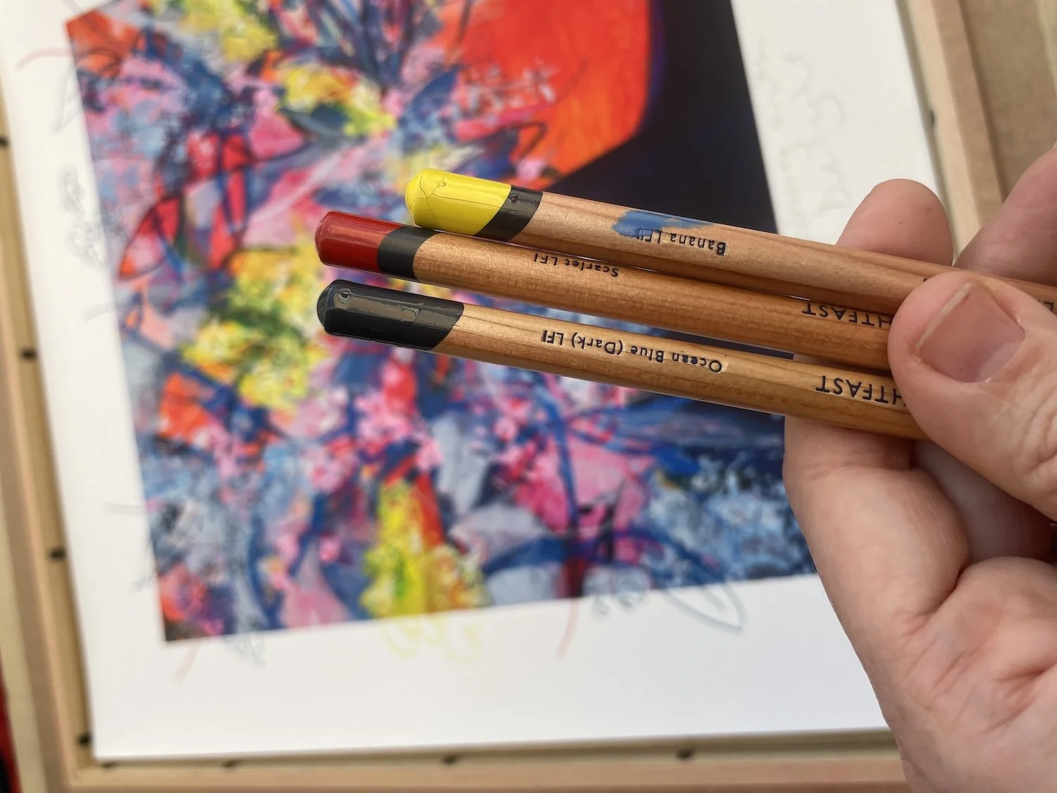 Aromatic Melody limited edition print by Faye Bridgwater, being hand finished by pencil