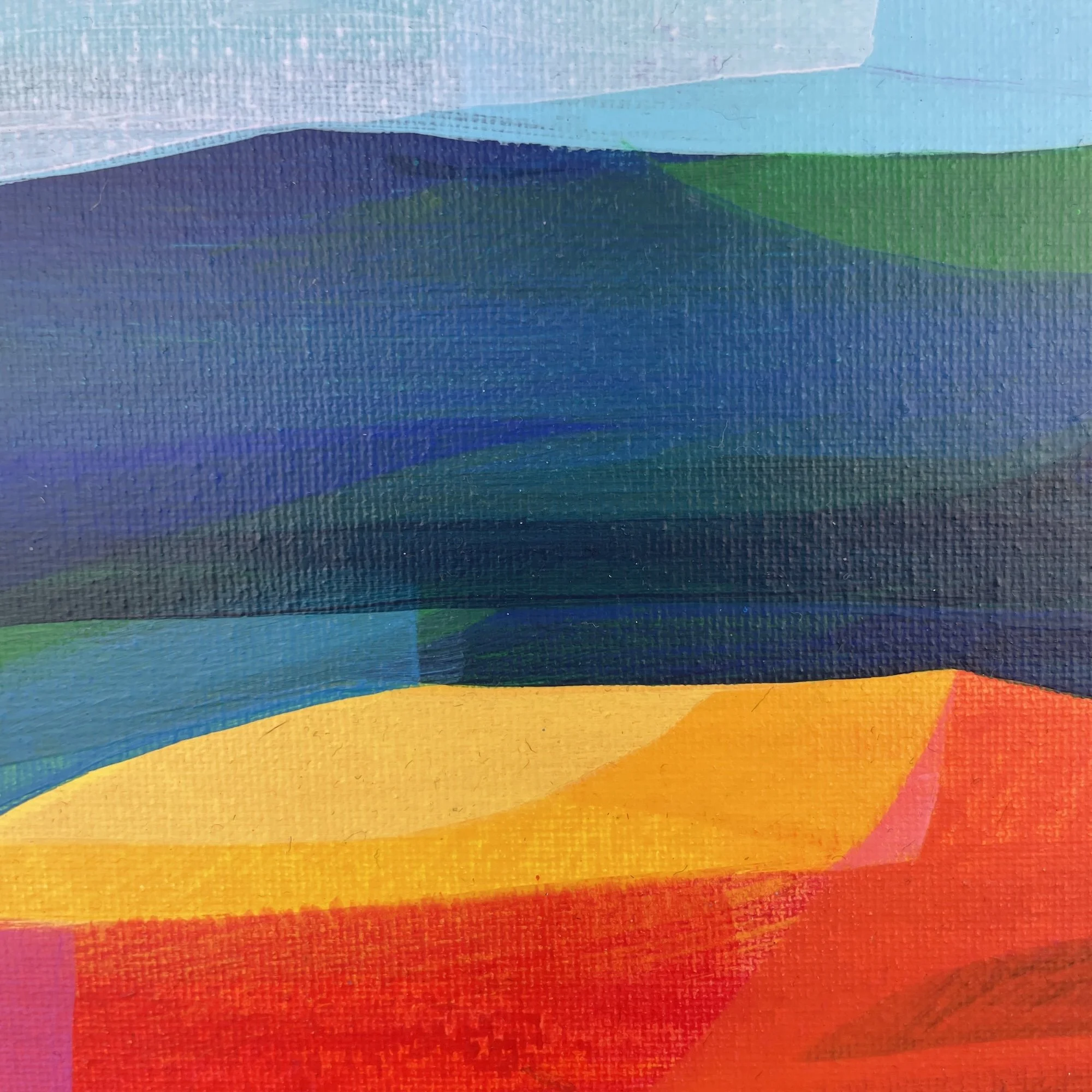 Bright colourful painting title "In Quiet Thought" by Faye Bridgwater