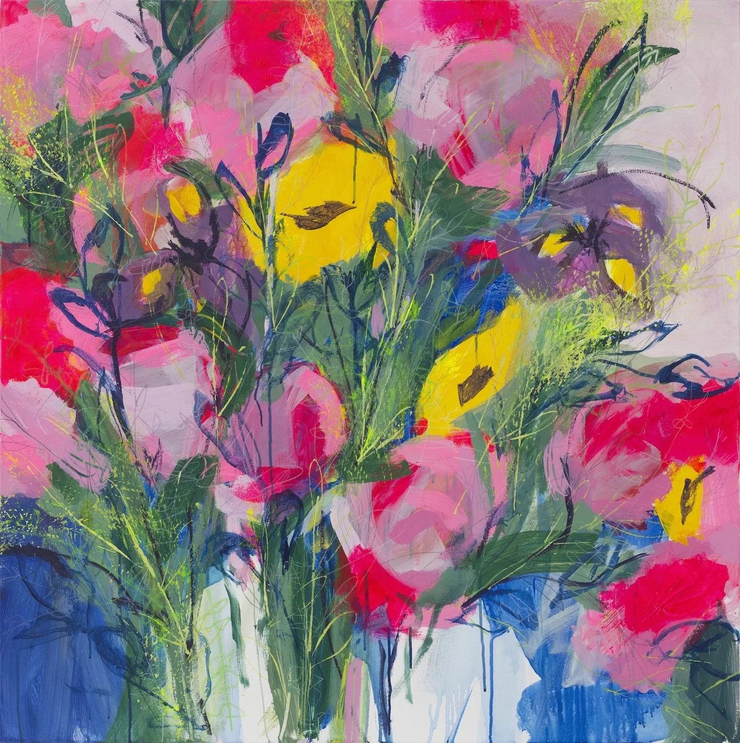 Colourful abstract art print for living spaces by Faye Bridgwater