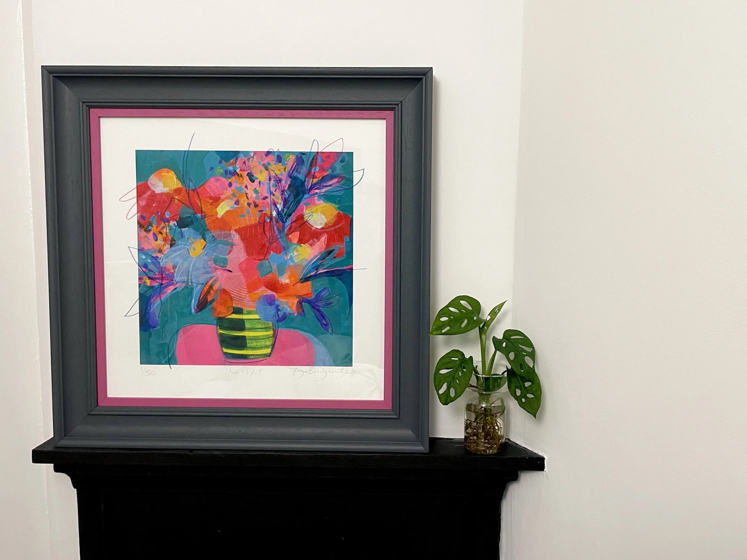 Floral print “The Gift” by Faye Bridgwater, full of warmth, colour and gentle movement