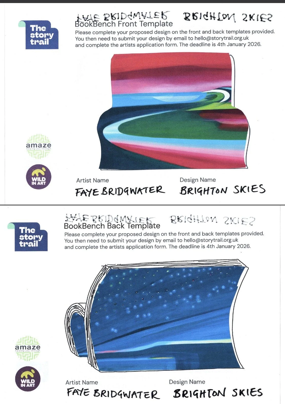 My concept design for my BookBench as used in my application for the Story Trail