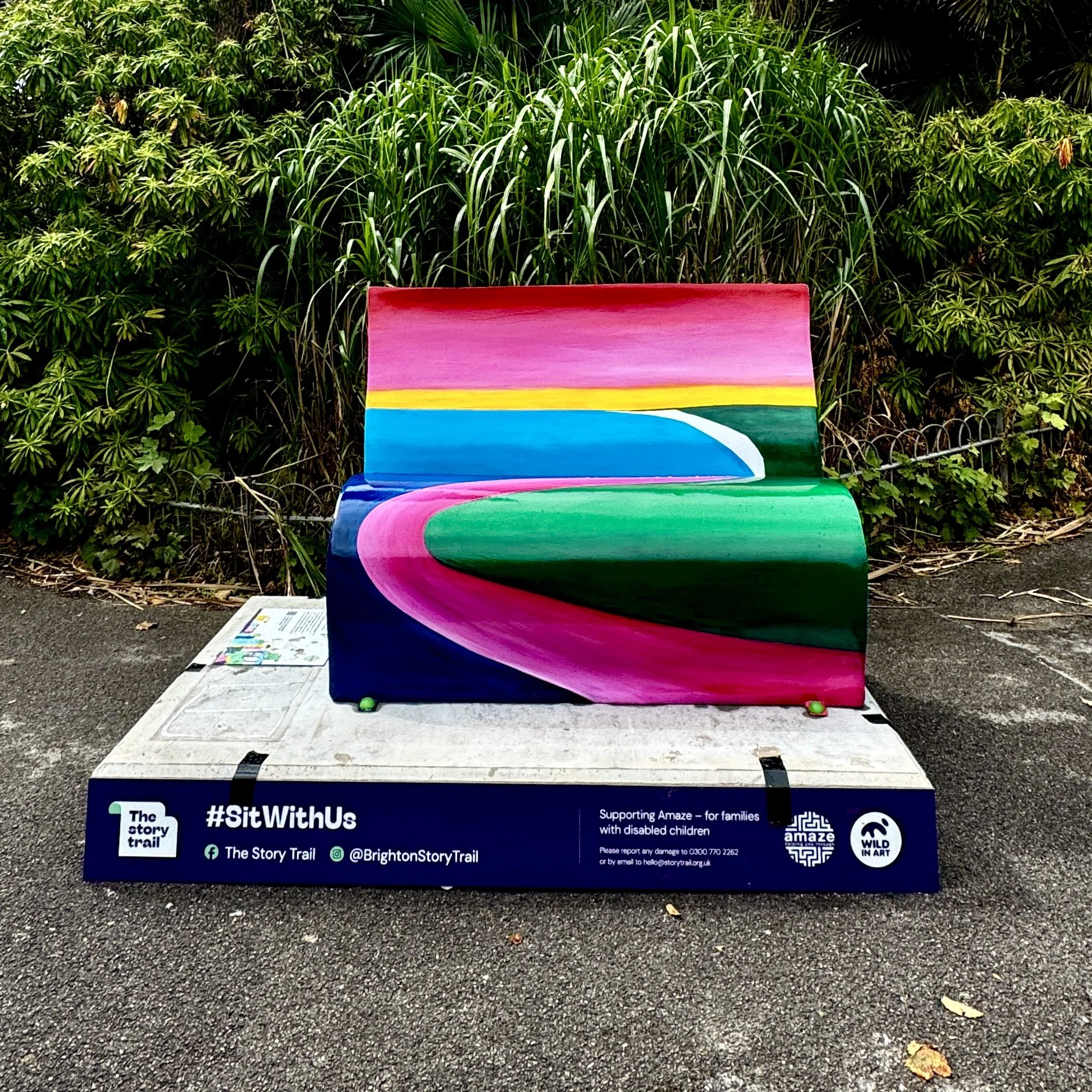 Front view of the completed Brighton Skies BookBench