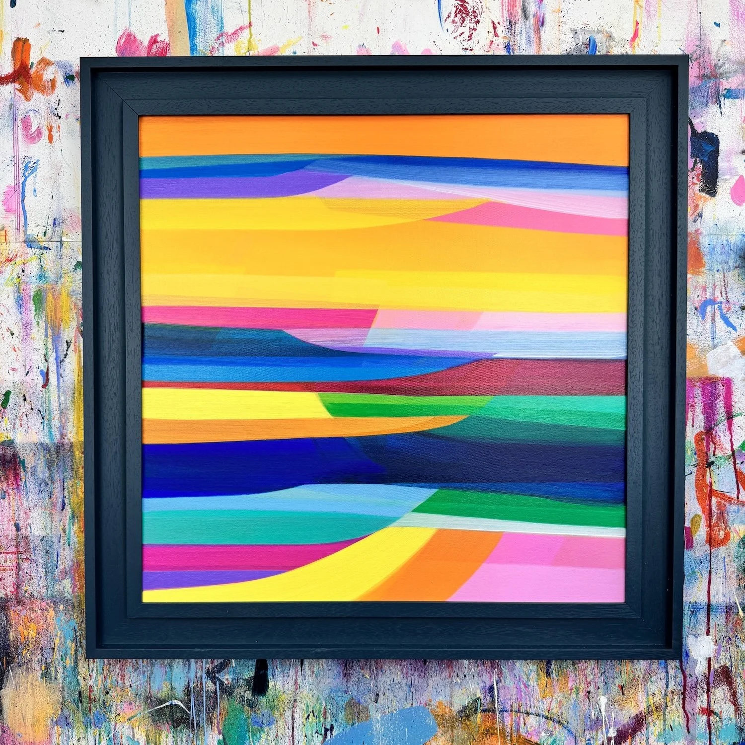 Colourful landscape artwork with glowing horizon and layered light