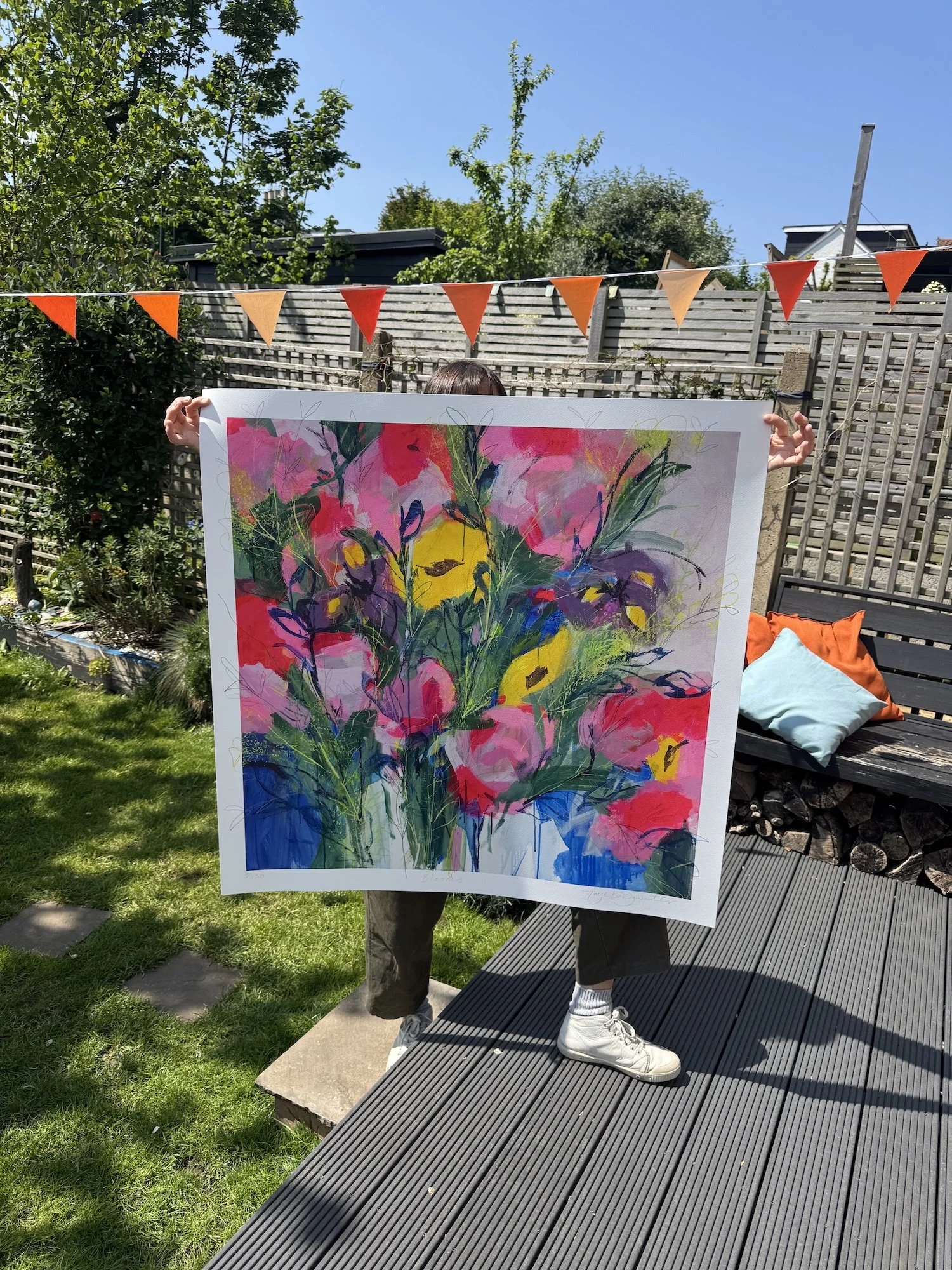 Big Blooms limited edition print by Faye Bridgwater, a large print unframed